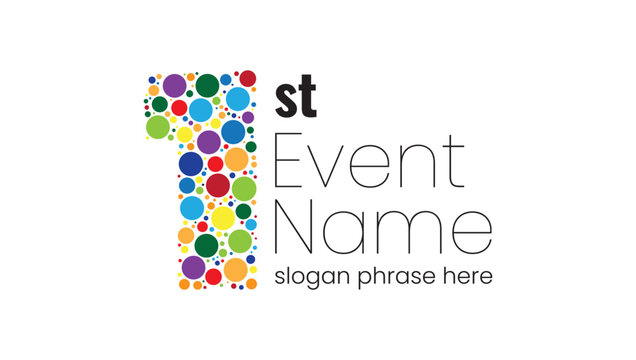 annual event or summit title starting with a number of order made with random colorful circles - 1st