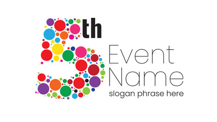 annual event or summit title starting with a number of order made with random colorful circles - 5th