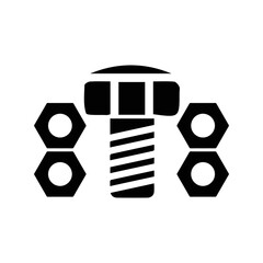 Mechanical bolt screw nuts icon | Black Vector illustration |