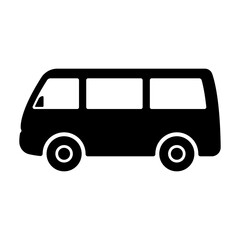 Minibus icon. Black silhouette. Side view. Vector simple flat graphic illustration. Isolated object on a white background. Isolate.
