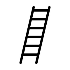 Ladder icon. Stairs. Black contour linear silhouette. Front side view. Editable strokes. Vector simple flat graphic illustration. Isolated object on a white background. Isolate.