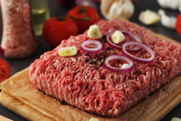 Minced pork in the process of cooking	
