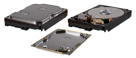 Hard disk closed and open on an isolated tele.