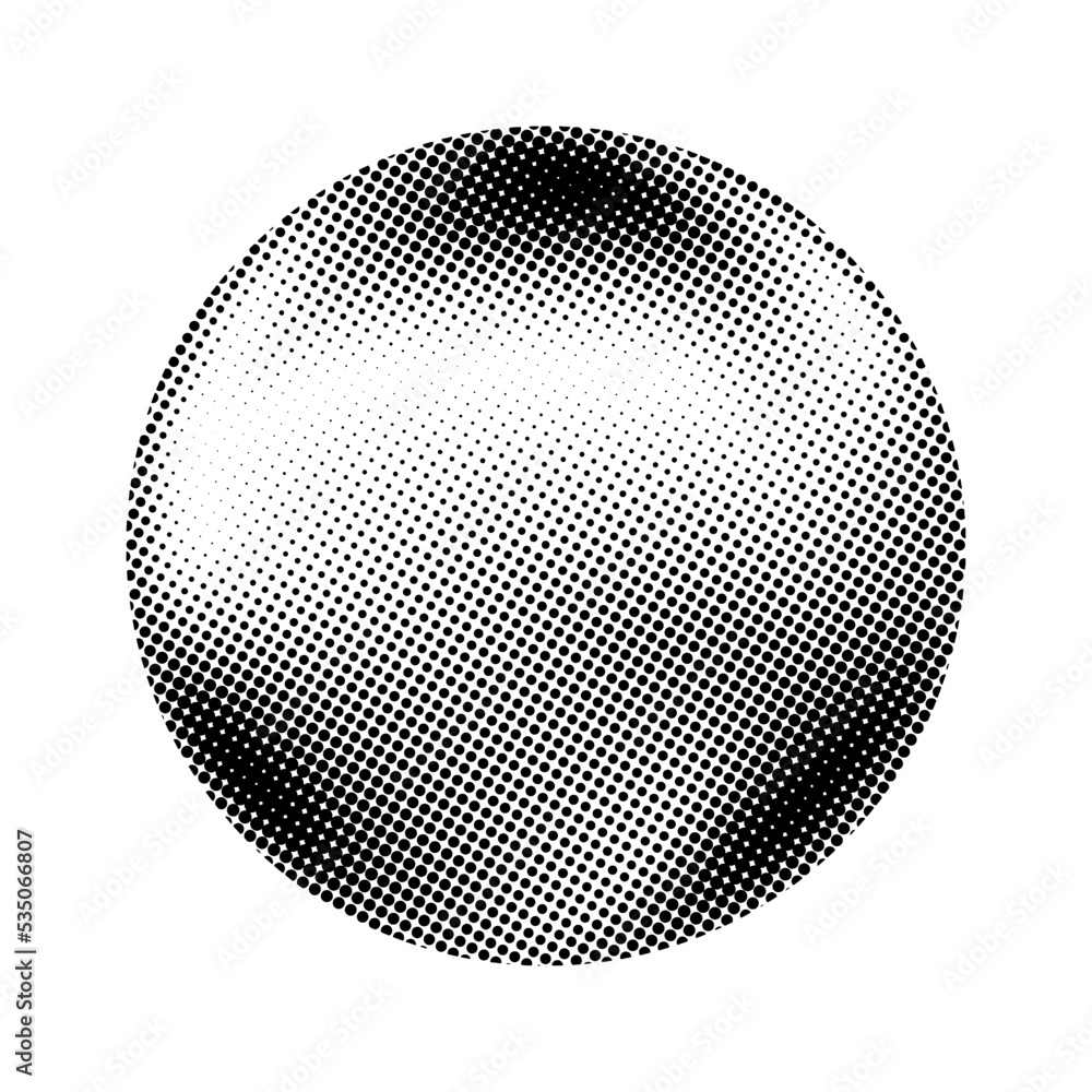 Poster halftone sphere. comic texture globe. semitone dotted circle. round gradient. radial design element.