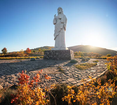 TARCAL, HUNGARY - 23 OCTOBER, 2021: Famous Jesus Christ statue at Tarcal, Hungary.
