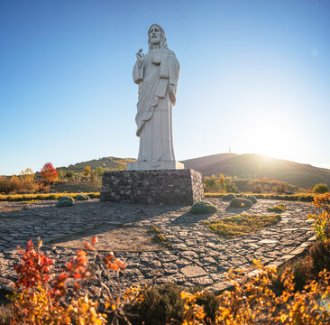TARCAL, HUNGARY - 23 OCTOBER, 2021: Famous Jesus Christ statue at Tarcal, Hungary.