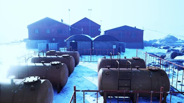 Russian research and polar expedition base buildings in Arctic