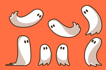 Cute friendly ghosts. Illustration for Halloween decoration