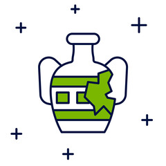 Fototapeta premium Filled outline Broken ancient amphorae icon isolated on white background. Vector