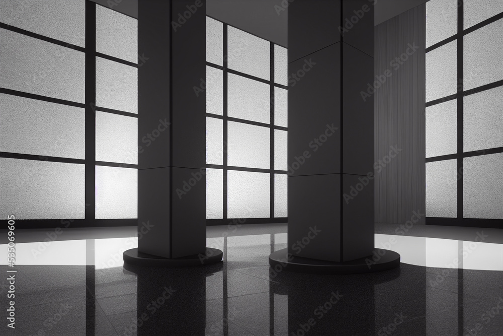 Poster reworked modern architecture photo featuring spacious empty area for text placement. abstract busine