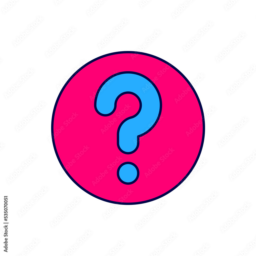 Poster filled outline unknown search icon isolated on white background. magnifying glass and question mark.