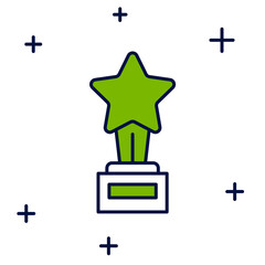 Filled outline Movie trophy icon isolated on white background. Academy award icon. Films and cinema symbol. Vector