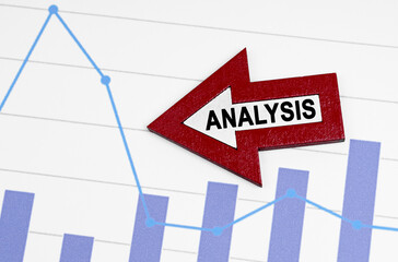 Fototapeta premium On the reporting chart there is an arrow with the inscription - ANALYSIS