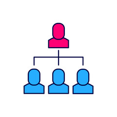 Filled outline Business hierarchy organogram chart infographics icon isolated on white background. Corporate organizational structure graphic elements. Vector