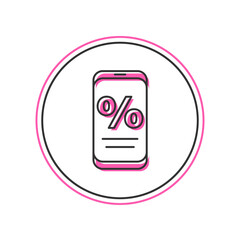 Filled outline Percent discount and mobile phone icon isolated on white background. Sale percentage - price label, tag. Vector