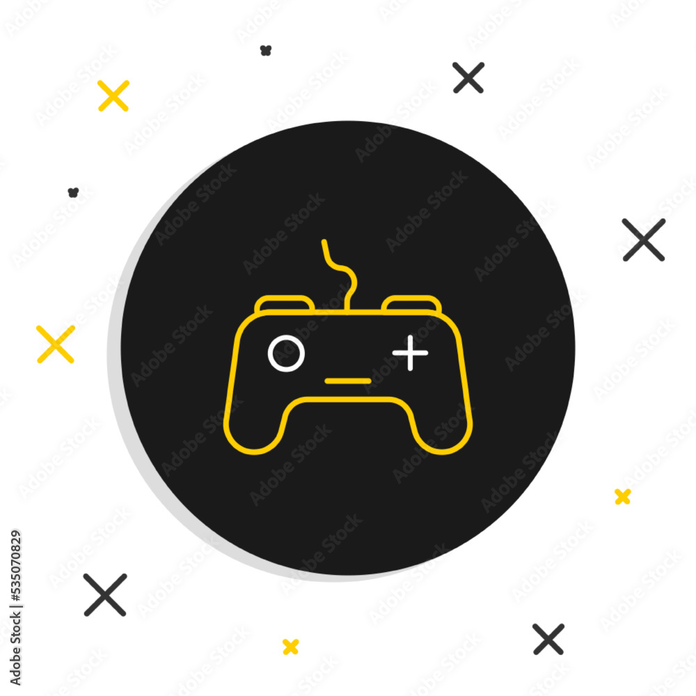 Poster line gamepad icon isolated on white background. game controller. colorful outline concept. vector