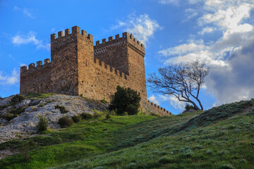 Fototapeta na wymiar Ancient stone fortress on high hill