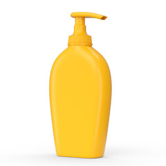 Orange sunscreens bottle or sunblock cream tube isolated on white background.