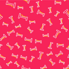 Obraz premium Line Bed icon isolated seamless pattern on red background. Vector