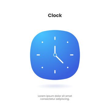 3d time and clock symbol. Date, time, era, duration, period, span, hour, minute, watch, timer, time keeper for UI UX, website, mobile app, separation.