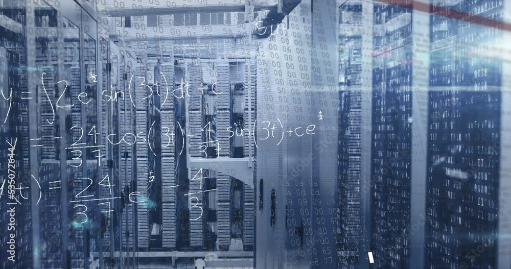 Poster animation of data processing over server room