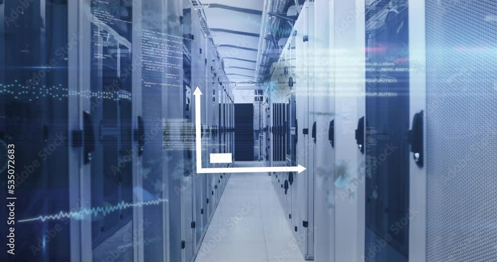 Poster animation of data processing over server room