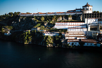 Fototapeta na wymiar View of the banks of the Douro River in Vila Nova de Gaia, Porto, Portugal.