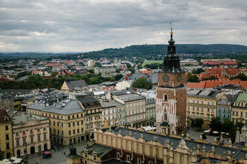 A top view of Krakow's central square, Poland..