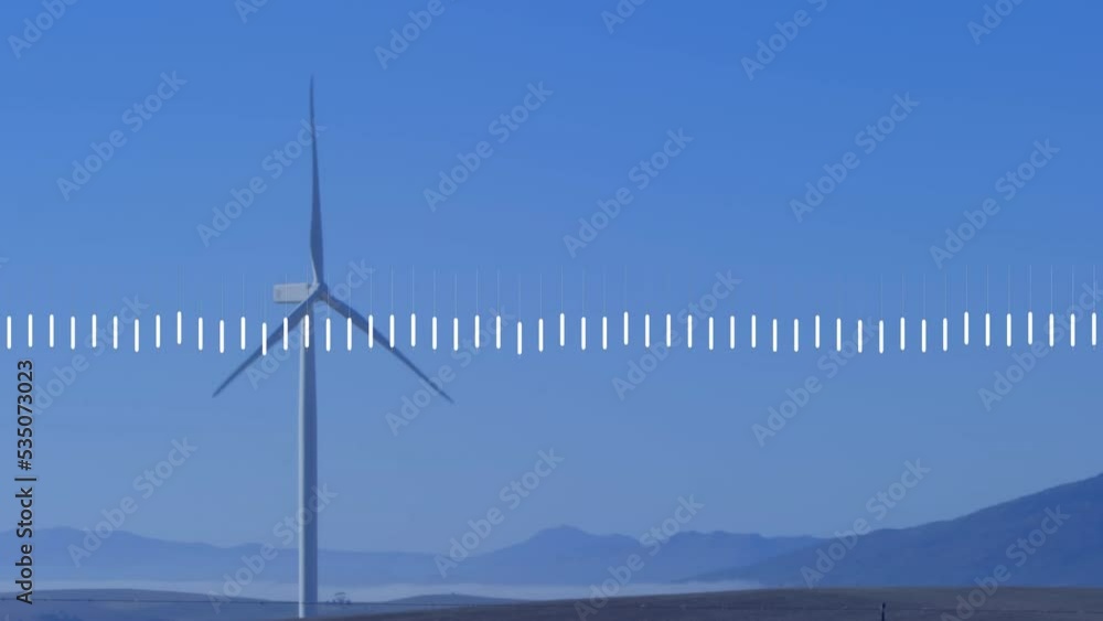 Aufkleber animation of data processing over wind turbine