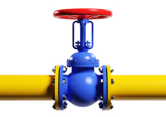 Gas pipeline with gas tap. Clipping path included