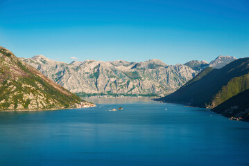 Obraz na płótnie Canvas Landscape on the Bay of Kotor, the sea and the mountains