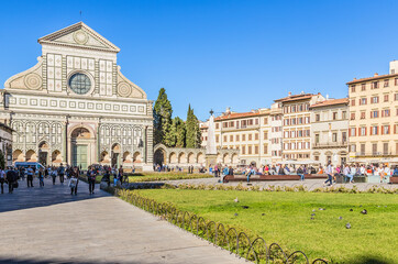 Florence, Italy. Dominican Basilica of Santa Maria Novella (XIII - XIV centuries) on the square of the same name