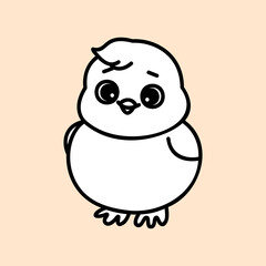 Cute chicken. Farm animal. Kawaii face. Hand draw doodle style. Vector on isolated background. For printing on paper and fabric, children's illustration