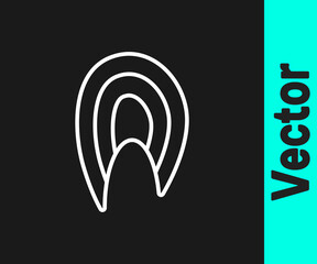 White line Fish steak icon isolated on black background. Vector