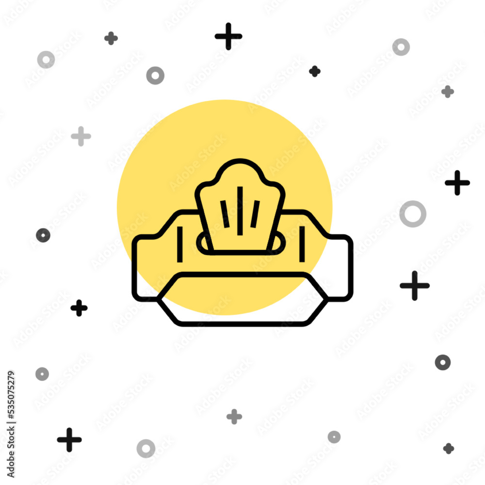 Aufkleber black line wet wipe pack icon isolated on white background. random dynamic shapes. vector