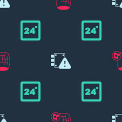 Set Voice assistant, House under protection and Thermostat on seamless pattern. Vector