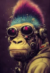 Porträt eines Punkaffen. Monkey-Rock-Musiker. Hipster-Affe mit Punkfrisur. 3D-Rendering © designprojects