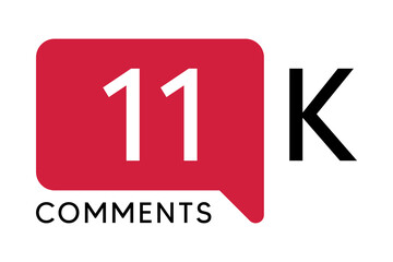 11K Comment banner template Vector illustration. Social Media Text. Amazing red color symbol on a white background