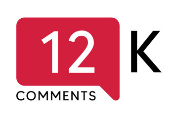 12K Comment banner template Vector illustration. Social Media Text. Amazing red color symbol on a white background