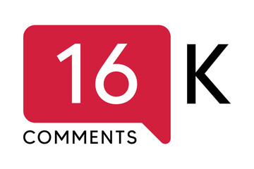 16K Comment banner template Vector illustration. Social Media Text. Amazing red color symbol on a white background