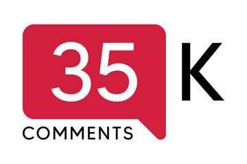 35K Comment banner template Vector illustration. Social Media Text. Amazing red color symbol on a white background