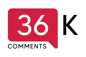 36K Comment banner template Vector illustration. Social Media Text. Amazing red color symbol on a white background