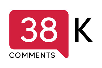 38K Comment banner template Vector illustration. Social Media Text. Amazing red color symbol on a white background