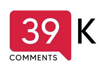 39K Comment banner template Vector illustration. Social Media Text. Amazing red color symbol on a white background