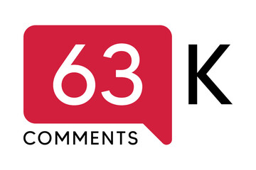 63K Comment banner template Vector illustration. Social Media Text. Amazing red color symbol on a white background
