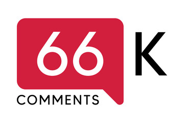 66K Comment banner template Vector illustration. Social Media Text. Amazing red color symbol on a white background