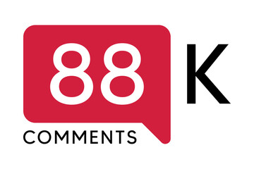 88K Comment banner template Vector illustration. Social Media Text. Amazing red color symbol on a white background