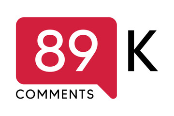 89K Comment banner template Vector illustration. Social Media Text. Amazing red color symbol on a white background