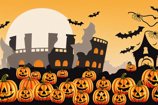 Halloween in Italy and Rome, wallpaper with pumpkin and colosseum