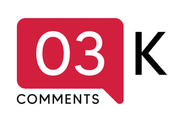 3K Comment banner template Vector illustration. Social Media Text. Amazing red color symbol on a white background